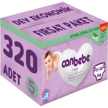 Canbebe Bebek Bezi Beden:5 (11-18KG) Junior 320 Adet Dev Ekonomik Fırsat Pk