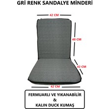 Mor Minder Sandalye Minderi Büyük Arkalıklı  Yıkanabilir 6'lı Gri Renk  4 cm Sünger