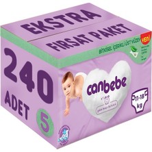 Canbebe Bebek Bezi Beden:5 (11-18KG) Junior 240 Adet Ekstra Fırsat Pk