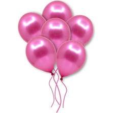 Parti Furyası Pembe Konfetili Şeffaf Balon Ve fuşya Balon Seti  20 Adet 