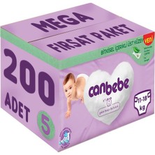 Canbebe Bebek Bezi Beden:5 (11-18KG) Junior 200 Adet Mega Fırsat Pk