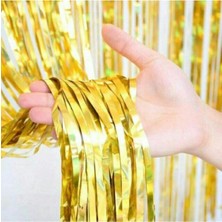 Parti Furyası Gold Püsküllü Kapı ve Duvar Fon Perdesi Bride To Be Bekarlığa Veda Metalize Işıltılı Arka Fon Dekor Süsü ( 100*200 Cm)