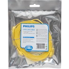 Ayt Philips Sarı Yassı Flat Ince 3 Metre Ethernet Kablosu Cat6 Poşetli Internet Jack Soketleri Takılı Hazır Kablo