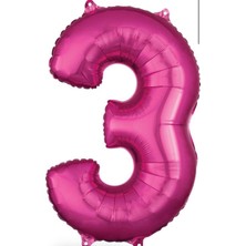 Parti Furyası Pembe Rakam Balonlar 3 rakamı ,pembe Renk Yaş Balonları Retro Konsept Doğum Günü Süsleri