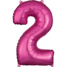Parti Furyası Pembe Rakam Balonlar 2 rakamı ,pembe Renk Yaş Balonları Retro Konsept Doğum Günü Süsleri