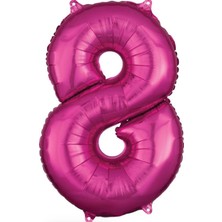 Parti Furyası Pembe Rakam Balonlar 8 rakamı ,pembe Renk Yaş Balonları Retro Konsept Doğum Günü Süsleri