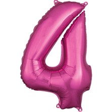 Parti Furyası Pembe Rakam Balonlar 4 rakamı ,pembe Renk Yaş Balonları Retro Konsept Doğum Günü Süsleri