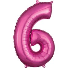 Parti Furyası Pembe Rakam Balonlar 6 rakamı ,pembe Renk Yaş Balonları Retro Konsept Doğum Günü Süsleri