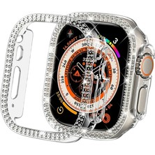 FirstModel Apple Watch 44 mm Uyumlu Taşlı Ekran ve Kasa Koruyucu Şeffaf (Ürün Saat Koruyucusudur)