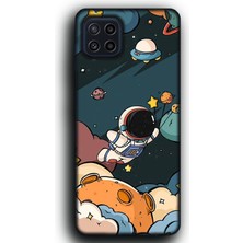 Lumera Samsung Galaxy M22 Uyumlu Lansman Telefon Kılıfı "astronot Uzayda Gezegen Ufo Cartoon"