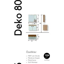 Evros Deko  Banyo Dolabı 80 cm Beyaz - Ceviz