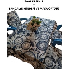 Mor Minder Sandalye Minderi ( 4 Adet )  Masa Örtüsü (120X180) 4 cm Sünger Fermuarlı Lastikli Yıkanabilir