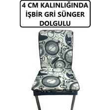 Mor Minder Sandalye Minderi ( 6 Adet )  Masa Örtüsü (120X180) 4 cm Sünger Fermuarlı Lastikli Yıkanabilir