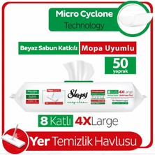 Sleepy Easy Clean Beyaz Sabun Katkılı Mopa Uyumlu Yer Temizlik Havlusu 50 Yaprak + Mop Aparatı + Slim Bez