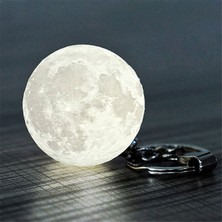 Melek Store  3D LED Anahtarlık  Moon Lamba Işıklı Ay Anahtarlık