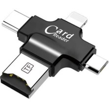 UltraTekno 4 In 1 Type-C Android iPad iPhone Uyumlu Lightning Micro USB Kart Okuyucu Otg