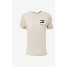 Tommy Jeans Düz Bej Erkek T-Shirt DM0DM18263ACG