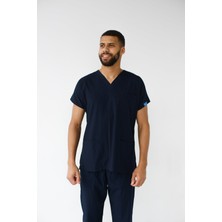 Dr. Mitra Erkek Likralı Yarasa Kol Hemşire Doktor Takım Lacivert