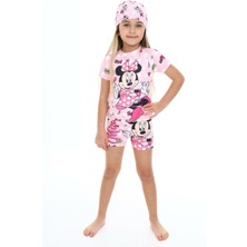 Neat Kids Kız Çocuk Minnie Mouse Şortlu Tişörtlü Boneli Mayo Takımı 3'lü Set