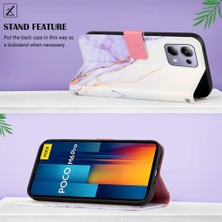 YH Mall Xiaomi Poco M6 Pro 4g Pu Deri Kickstand Cüzdan Mermer Desen (Yurt Dışından)