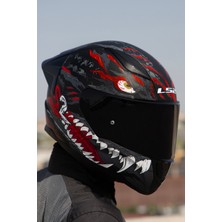 Ls2 Rapıd 2 Race Kaıju Mat Siyah-Kırmızı-Beyaz Kask M Beden Mikrometrik Çene Bağlantısı ile