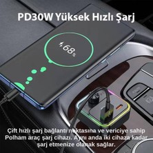 Polham Hc  BT5.0V 1x Usb, 1x Type C Girişli Kablosuz Fm Transmitter ve Hızlı Araç Şarj Aleti