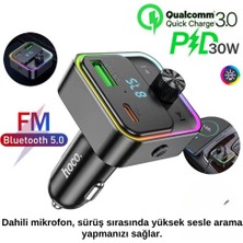 Polham Hc  BT5.0V 1x Usb, 1x Type C Girişli Kablosuz Fm Transmitter ve Hızlı Araç Şarj Aleti