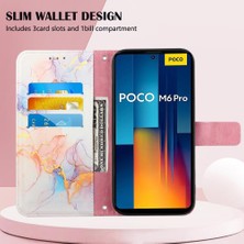 YH Mall Xiaomi Poco M6 Pro 4g Pu Deri Kickstand Cüzdan Mermer Desen (Yurt Dışından)