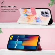 YH Mall Xiaomi Poco M6 Pro 4g Pu Deri Kickstand Cüzdan Mermer Desen (Yurt Dışından)