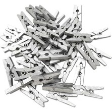 Ynt İthalat 100'LÜ Gümüş Ahşap Mandal 2.5cm (10'lu PAKET-1000 Adet)