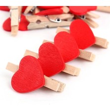 Ynt İthalat 10'lu Kalp Şekilli Ahşap Mandallar 3.5cm (10'lu Set-10 Paket)