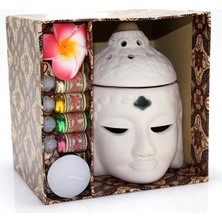 Ynt İthalat Seramik Buda Büstü Buhurdanlık Seti No:03