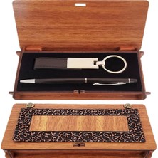 Ynt İthalat Siyah Kalem ve Anahtarlık Ahşap Kutulu Set