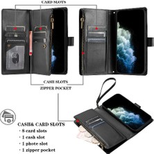 Mays Shop Iphone 11 Için Kılıf Pro Max Kart Yuvaları Cüzdan Fermuar Çanta Kapak Folio Pu (Yurt Dışından)
