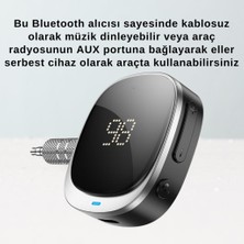 Coofbe Göstergeli Wireless Bluetooth 5.3 3.5mm Jack Aux Araç Ses Aktarım Kit Araç Fm Transmitter Aux