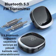 Coofbe Göstergeli Wireless Bluetooth 5.3 3.5mm Jack Aux Araç Ses Aktarım Kit Araç Fm Transmitter Aux