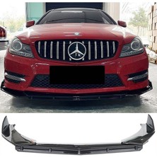 Karva Mercedes W204 Uyumlu  Ön Lip Parlak Siyah 3 Parça