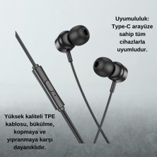 Coofbe Hc Type-C Girişli Hd Mikrofonlu Stereo Kablolu Type-C Kulaklık Iphone 15 15 Pro Max Kulaklık