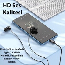 Coofbe Hc Type-C Girişli Hd Mikrofonlu Stereo Kablolu Type-C Kulaklık Iphone 15 15 Pro Max Kulaklık