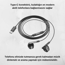 Coofbe Hc Type-C Giriş Hd Mikrofonlu Kulakiçi Kablolu Type-C Kulaklık Iphone 15 15 Pro Max Kulaklık