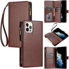 Mays Boutique Iphone 14 Için Kılıf Pro Max Cüzdan Fermuar Çanta Kapak Folio Kapak Pu Kart (Yurt Dışından)