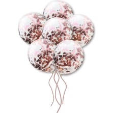 Parti Furyası Rose Gold Konfetili Şeffaf Balon  Seti  10 Adet 