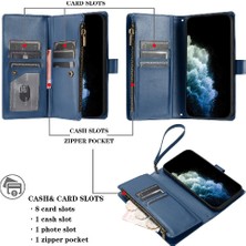 Mays Boutique Iphone 14 Için Kılıf Pro Max Cüzdan Fermuar Çanta Kapak Folio Kapak Pu Kart (Yurt Dışından)