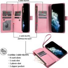 Mays Boutique Iphone 12 / 12 Pro Cüzdan Fermuar Kart Yuvaları Için Kılıf Folio Kapak Pu Deri (Yurt Dışından)