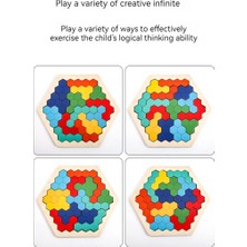 Huiding Up Ahşap Altıgen Blok Bulmaca Bulmaca Oyuncak (Yurt Dışından)