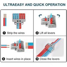 Koodmax 10 Adet 2 Giriş 6 Çıkış Kolay Hızlı Kablo Ekleme Birleştirme Konnektörü - Aç Kapa Kilitli
