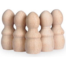 Alg Wood Montessori Toys Ahşap El Yapımı Peg Bebek 6'lı Boyama Seti Fırça Boya Dahil -PEG17-7,5CM