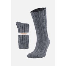 Mısırlı Unisex 5 Kat Alpaka Yünü Kışlık Tekli Gri Soket Çorap M 3094 G
