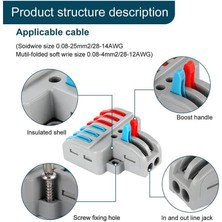 Koodmax 25 Adet 2 Giriş 6 Çıkış Kolay Hızlı Kablo Ekleme Birleştirme Konnektörü - Aç Kapa Kilitli