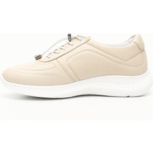 Gön Hakiki Deri Yuvarlak Burun Dolgu Taban Bağcıklı  Kadın Sneaker 42320